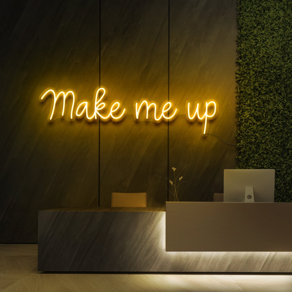 "Make Me Up" Neon Sign for Beauty Salons & Cosmetic Studios 60cm (2ft) / Yellow / LED Neon by Neon Icons