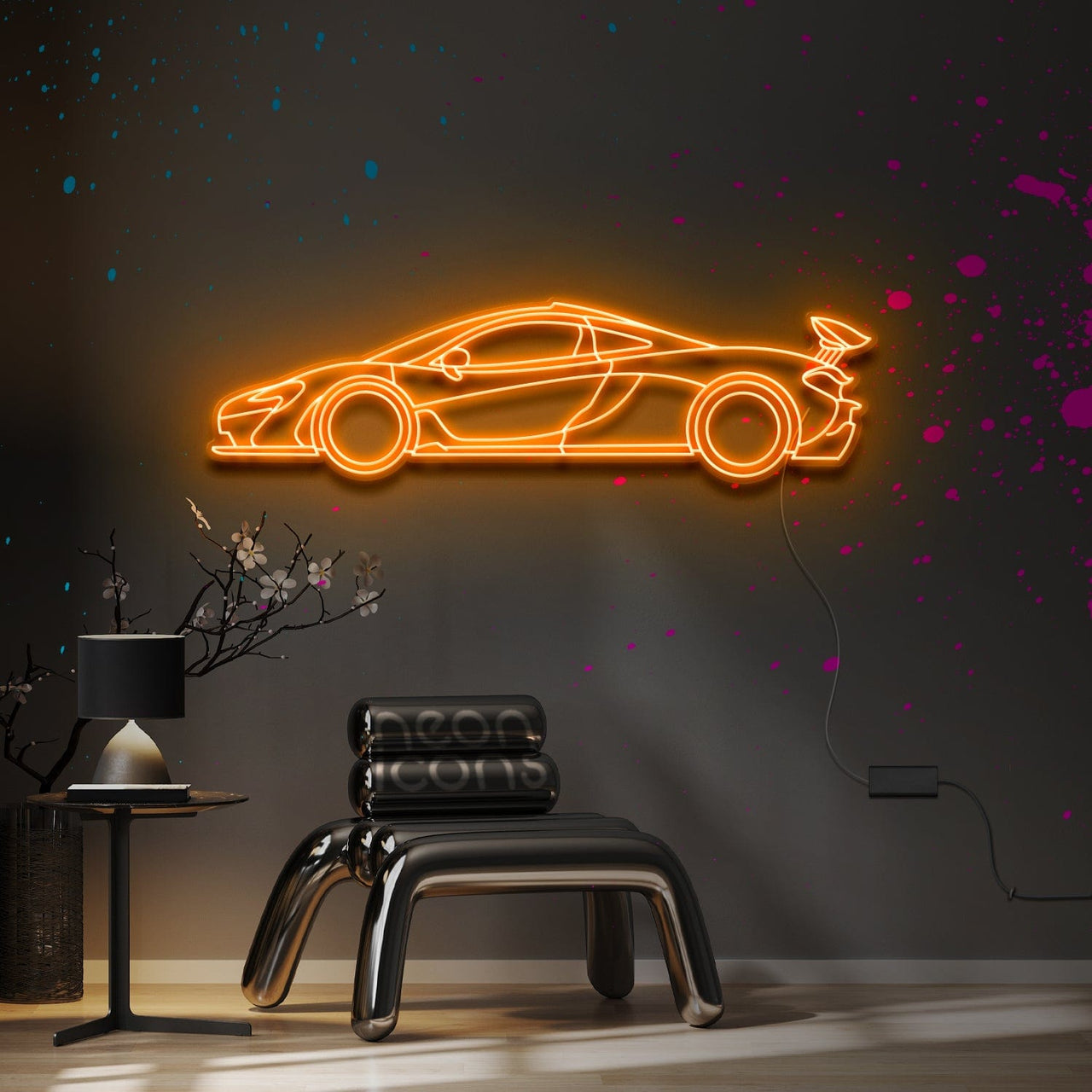 "McLaren P1" Neon Sign 4ft x 1.2ft / Orange / LED Neon by Neon Icons