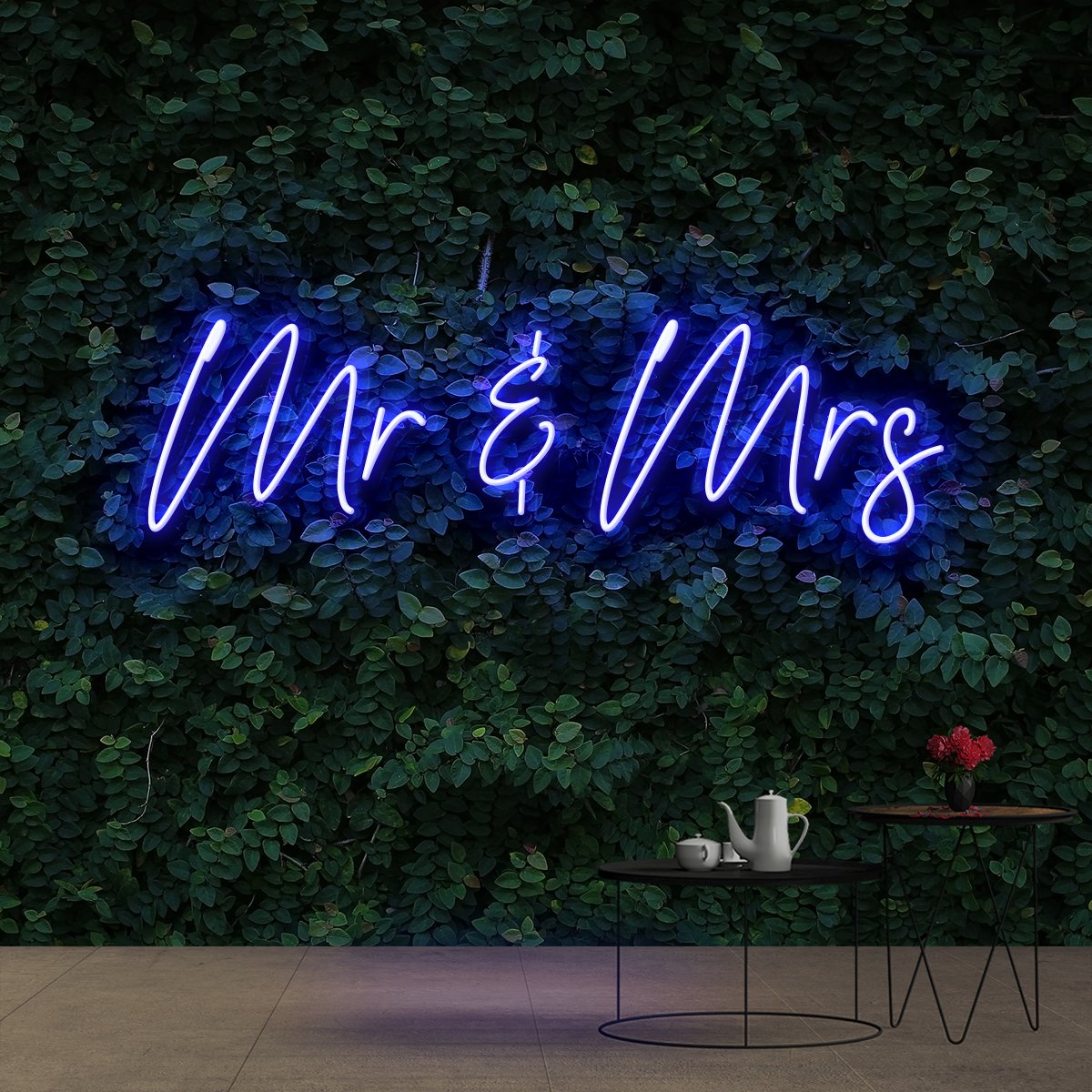 "Mr & Mrs" Neon Sign 60cm (2ft) / Blue / Cut to Shape by Neon Icons