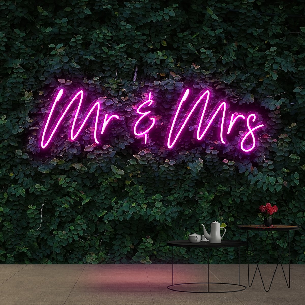 "Mr & Mrs" Neon Sign 60cm (2ft) / Pink / Cut to Shape by Neon Icons