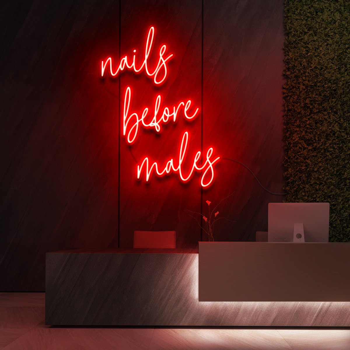 "Nails Before Males" Neon Sign for Beauty & Cosmetic Studios 60cm (2ft) / Red / LED Neon by Neon Icons