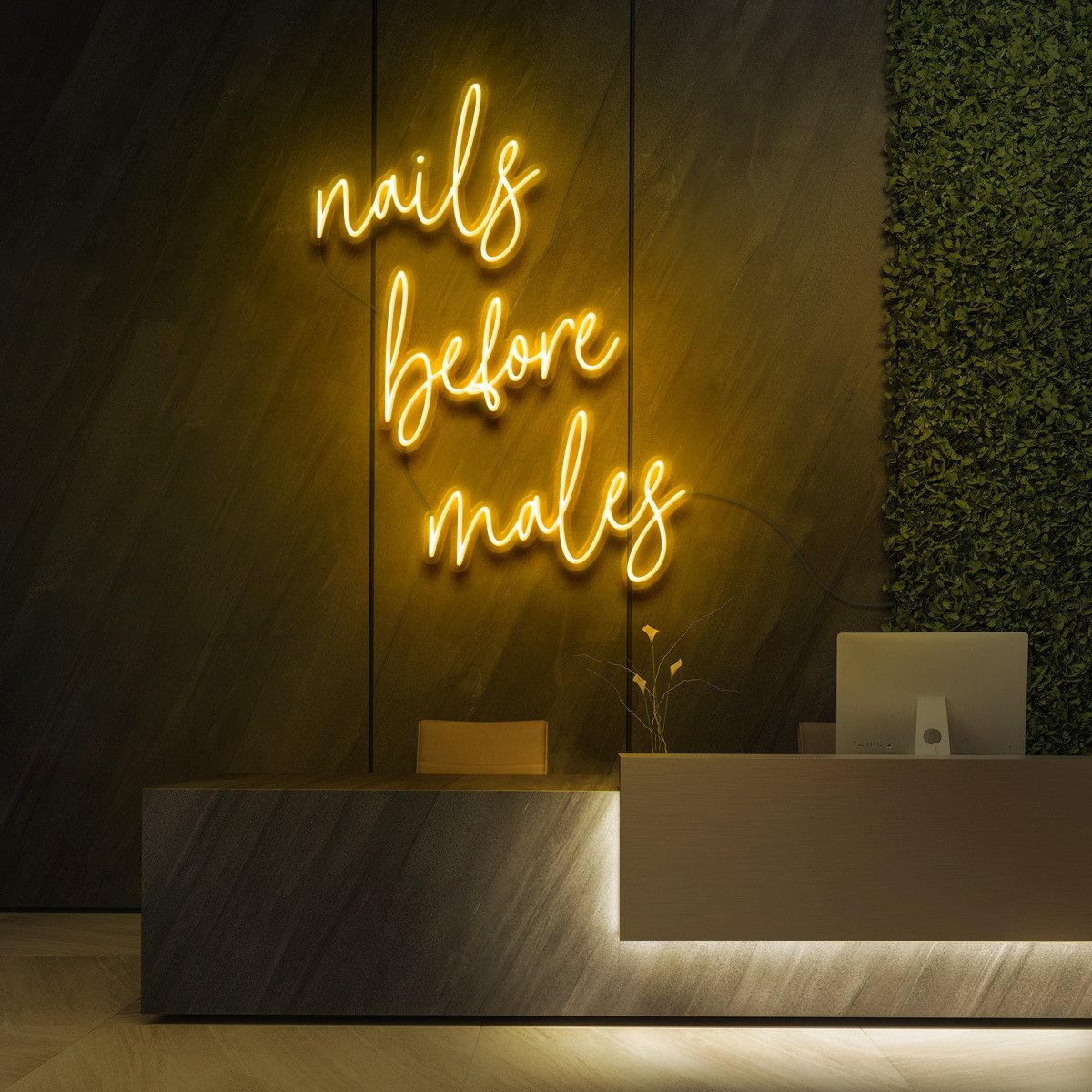 "Nails Before Males" Neon Sign for Beauty Salons & Cosmetic Studios by Neon Icons