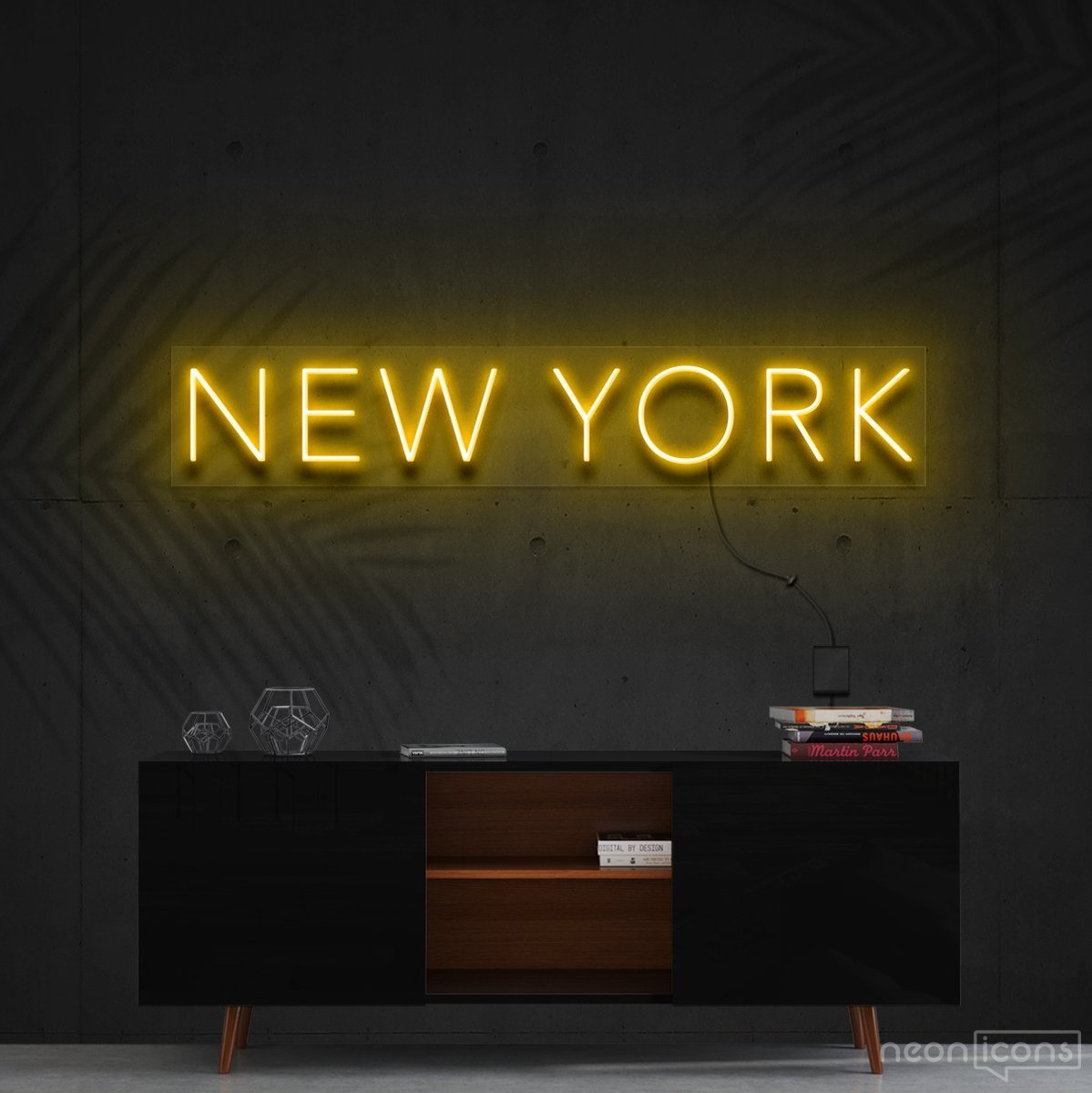 "New York" Neon Sign 60cm (2ft) / Yellow / Cut to Shape by Neon Icons