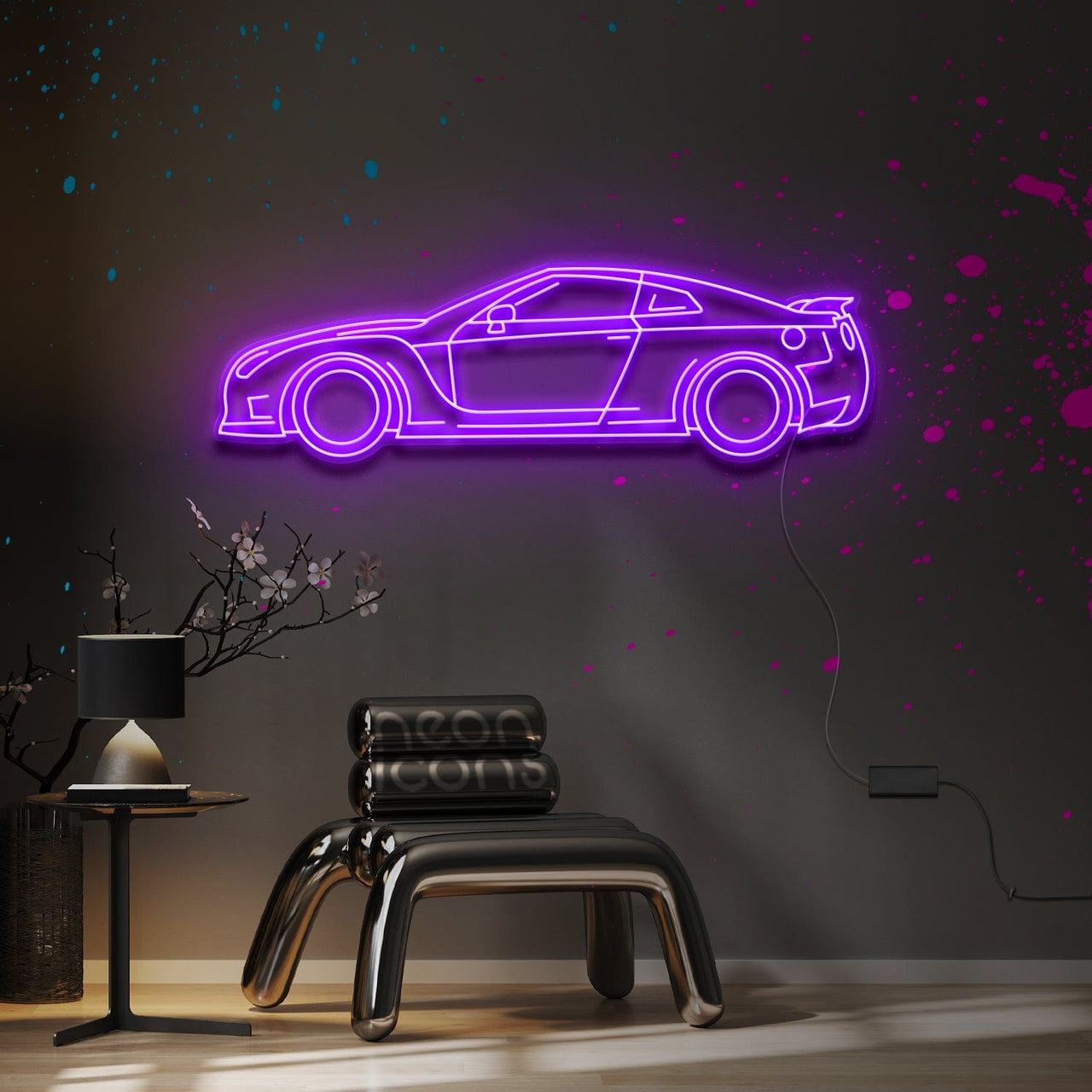 "Nissan R35 GTR" Neon Sign 4ft x 1.3ft / Purple / LED Neon by Neon Icons