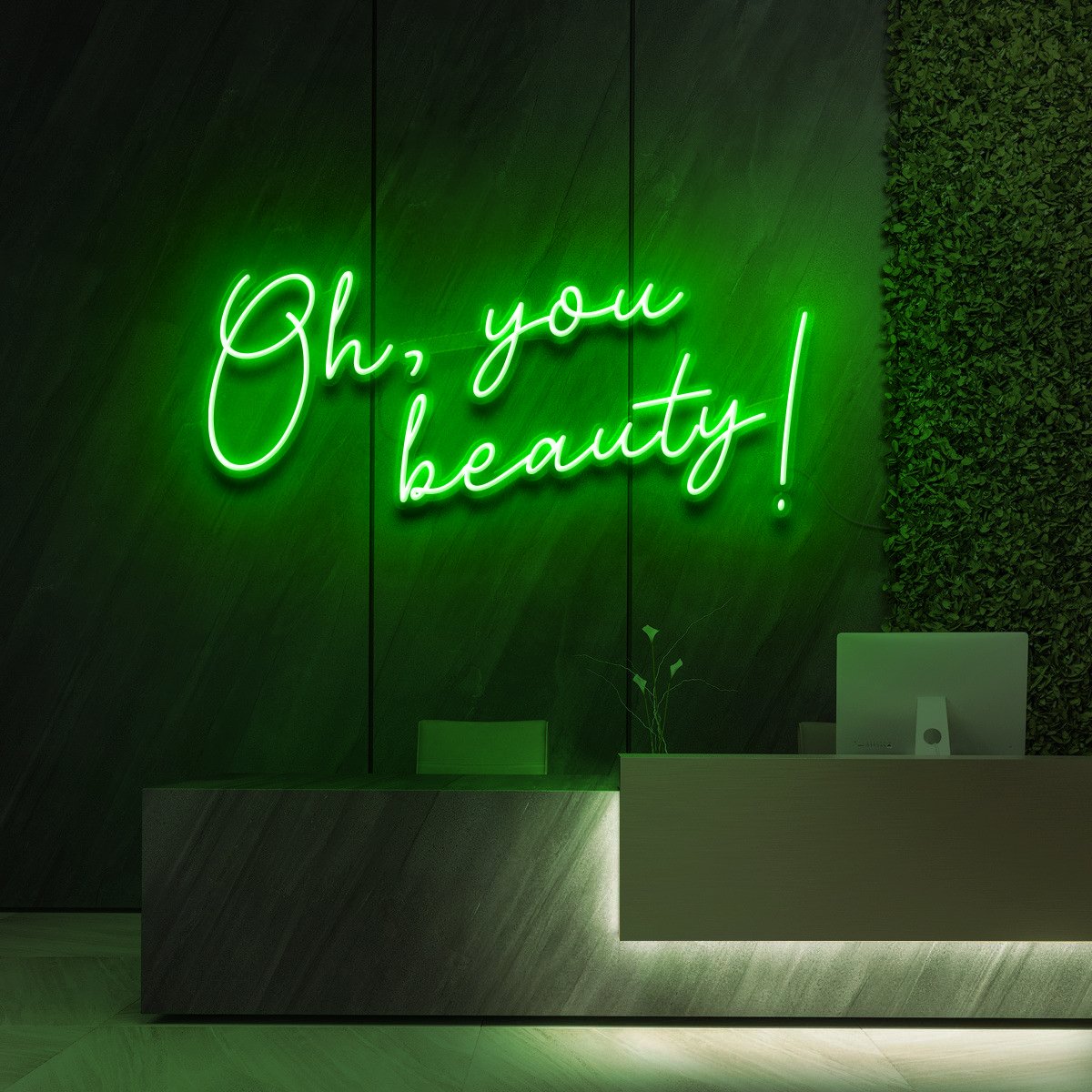 "Oh, You Beauty!" Neon Sign for Beauty Salons & Cosmetic Studios 60cm (2ft) / Green / LED Neon by Neon Icons