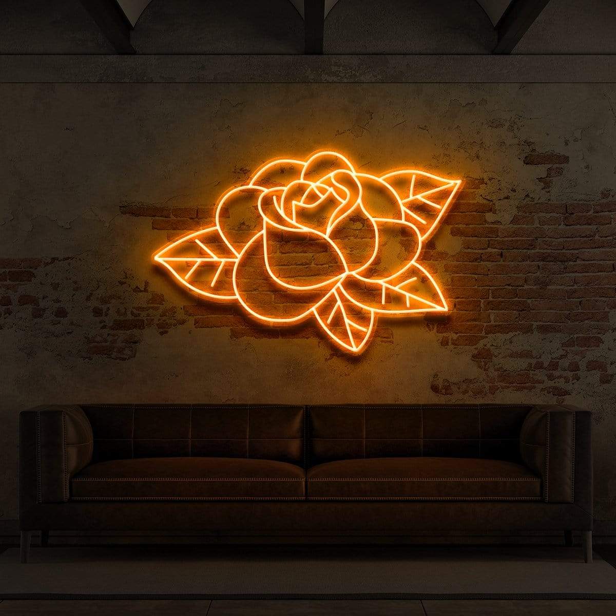 "Old School Rose" Neon Sign for Tattoo Parlours 60cm (2ft) / Orange / LED Neon by Neon Icons