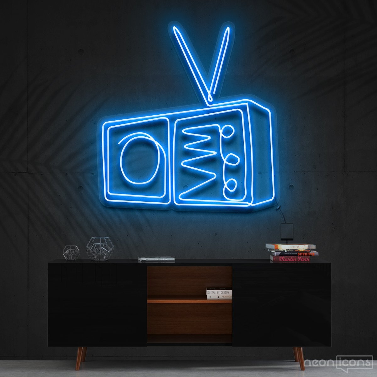 "Retrovision" Neon Sign 60cm (2ft) / Ice Blue / Cut to Shape by Neon Icons