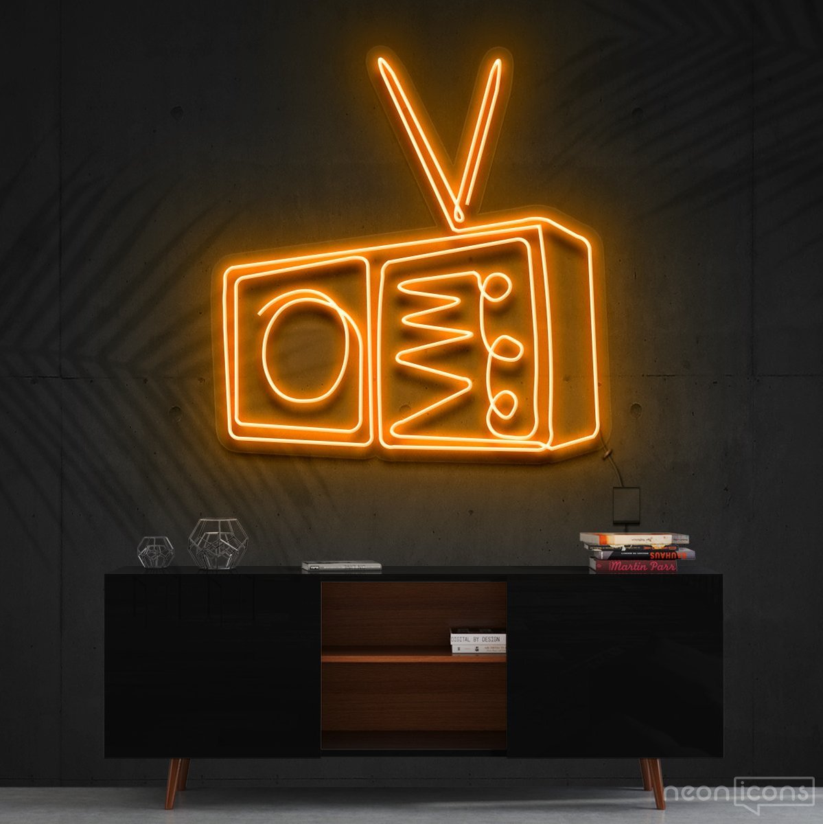 "Retrovision" Neon Sign 60cm (2ft) / Orange / Cut to Shape by Neon Icons