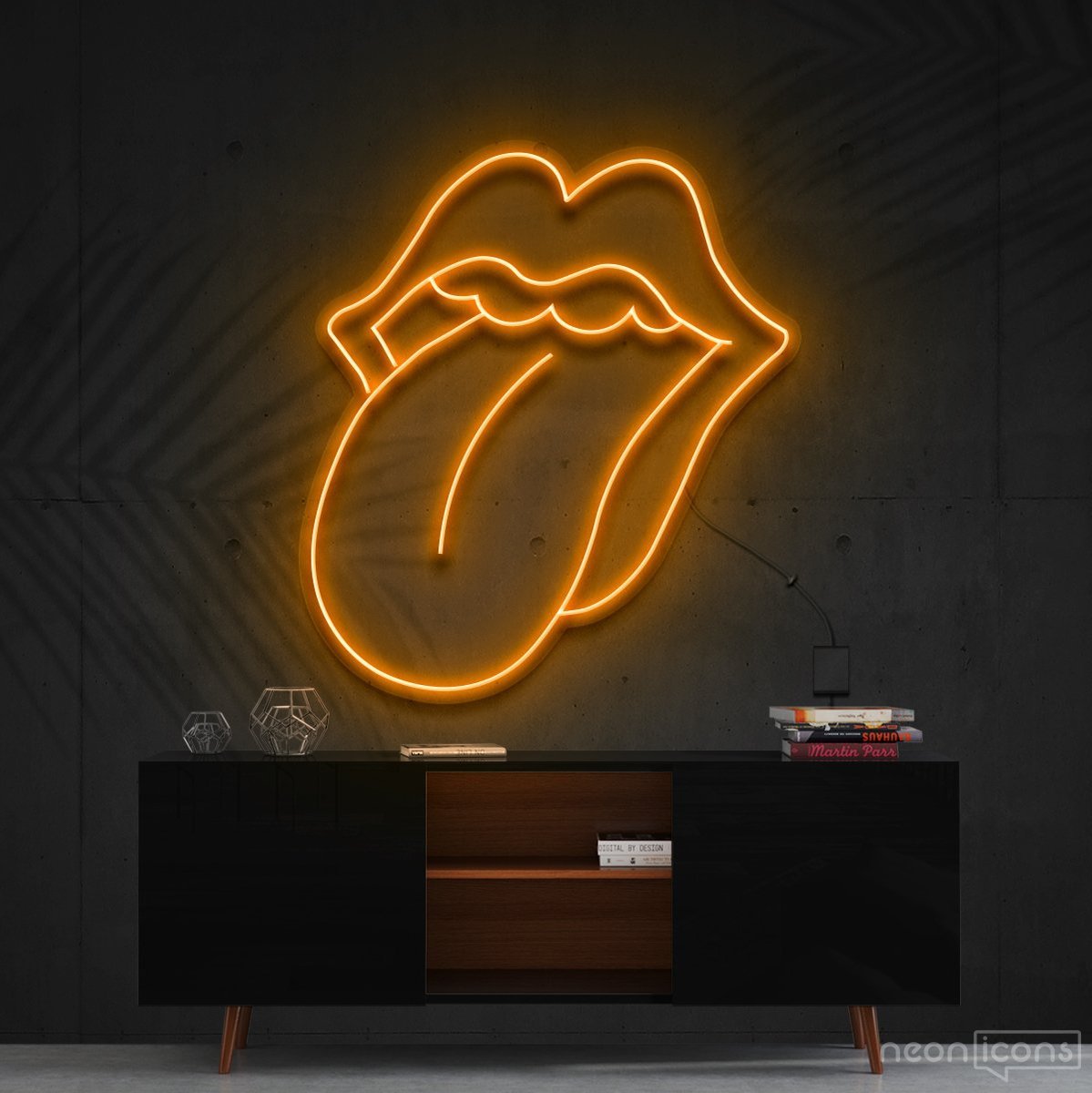 "Rolling Stones" Neon Sign 60cm (2ft) / Orange / Cut to Shape by Neon Icons