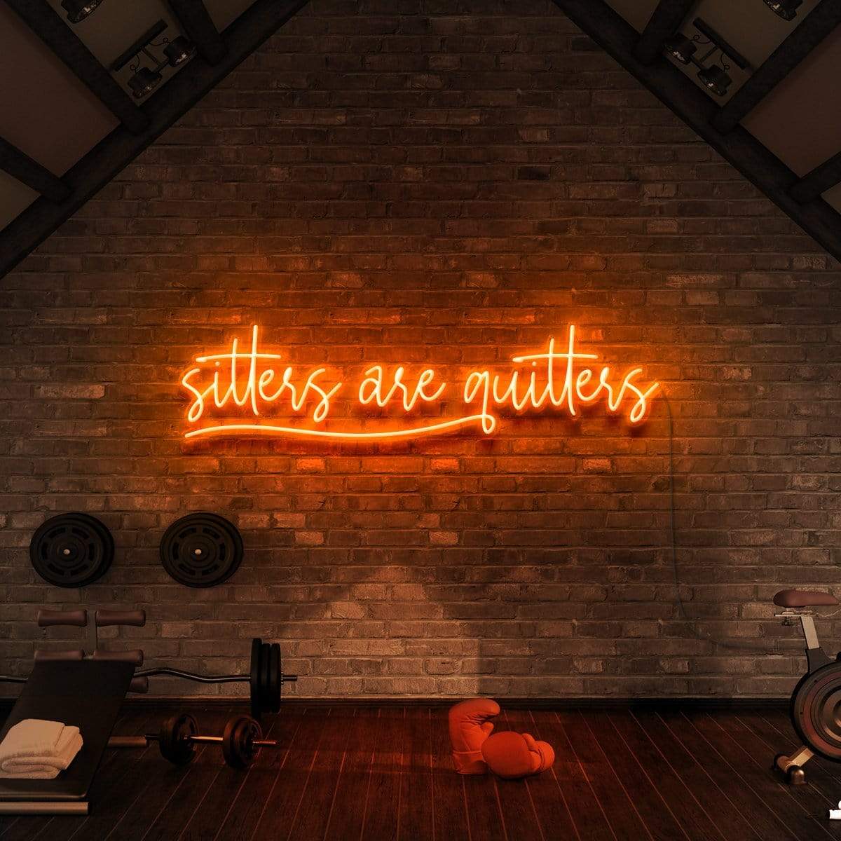 "Sitters Are Quitters" Neon Sign for Gyms & Fitness Studios 90cm (3ft) / Orange / LED Neon by Neon Icons