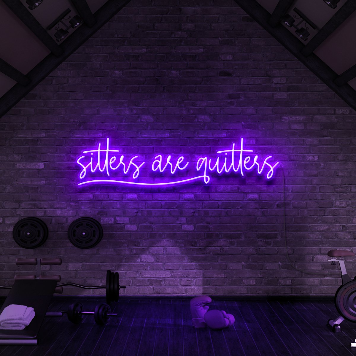 "Sitters Are Quitters" Neon Sign for Gyms & Fitness Studios 90cm (3ft) / Purple / LED Neon by Neon Icons