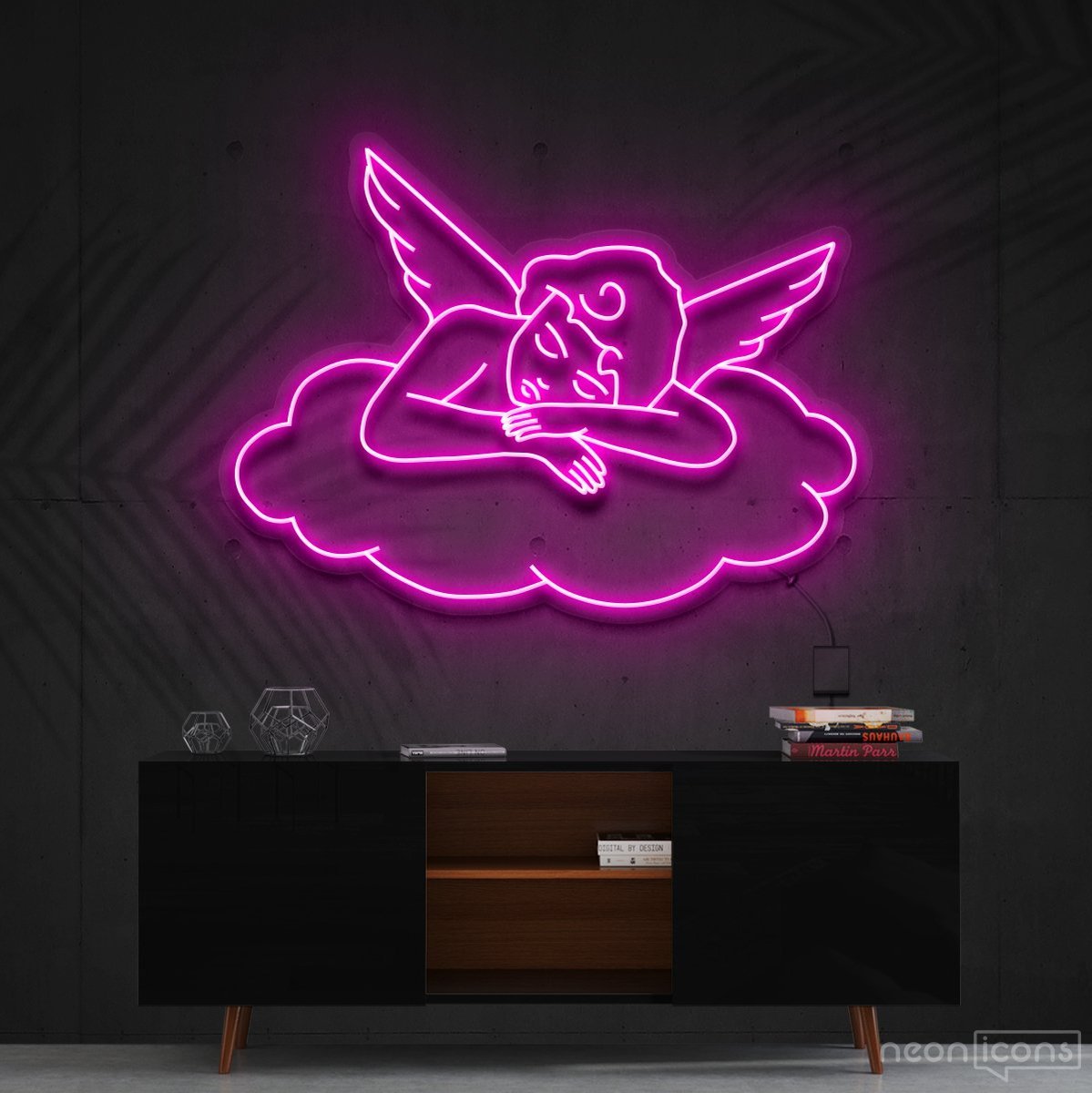 "Sleepy Cupid" Neon Sign 90cm (3ft) / Pink / Cut to Shape by Neon Icons