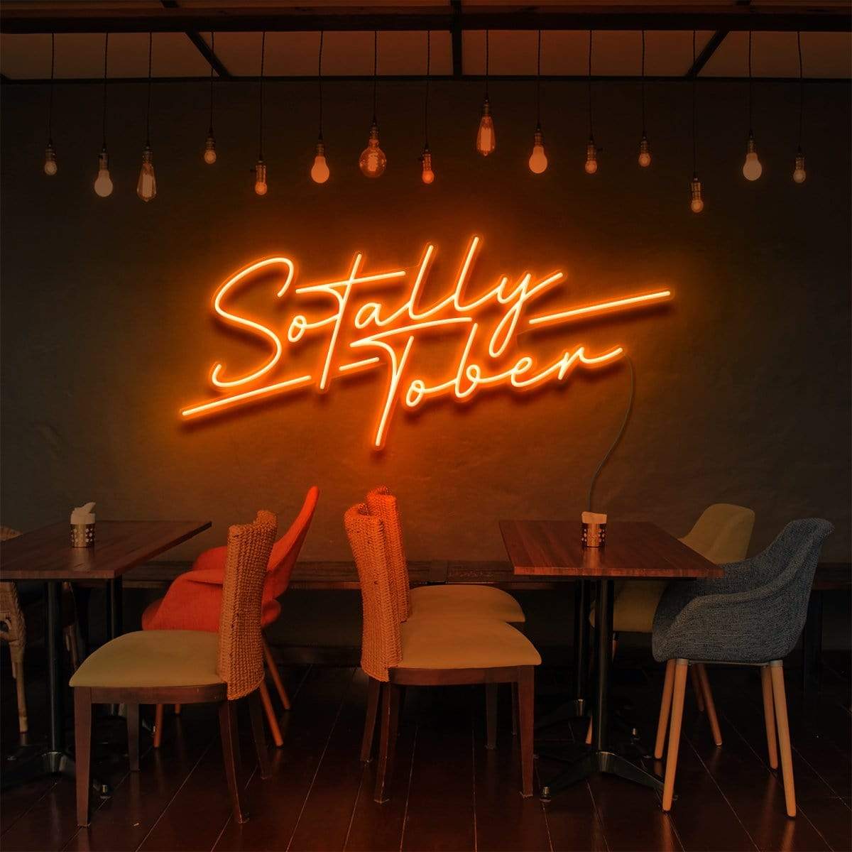 "Sotally Tober" Neon Sign for Bars & Restaurants 60cm (2ft) / Orange / LED Neon by Neon Icons