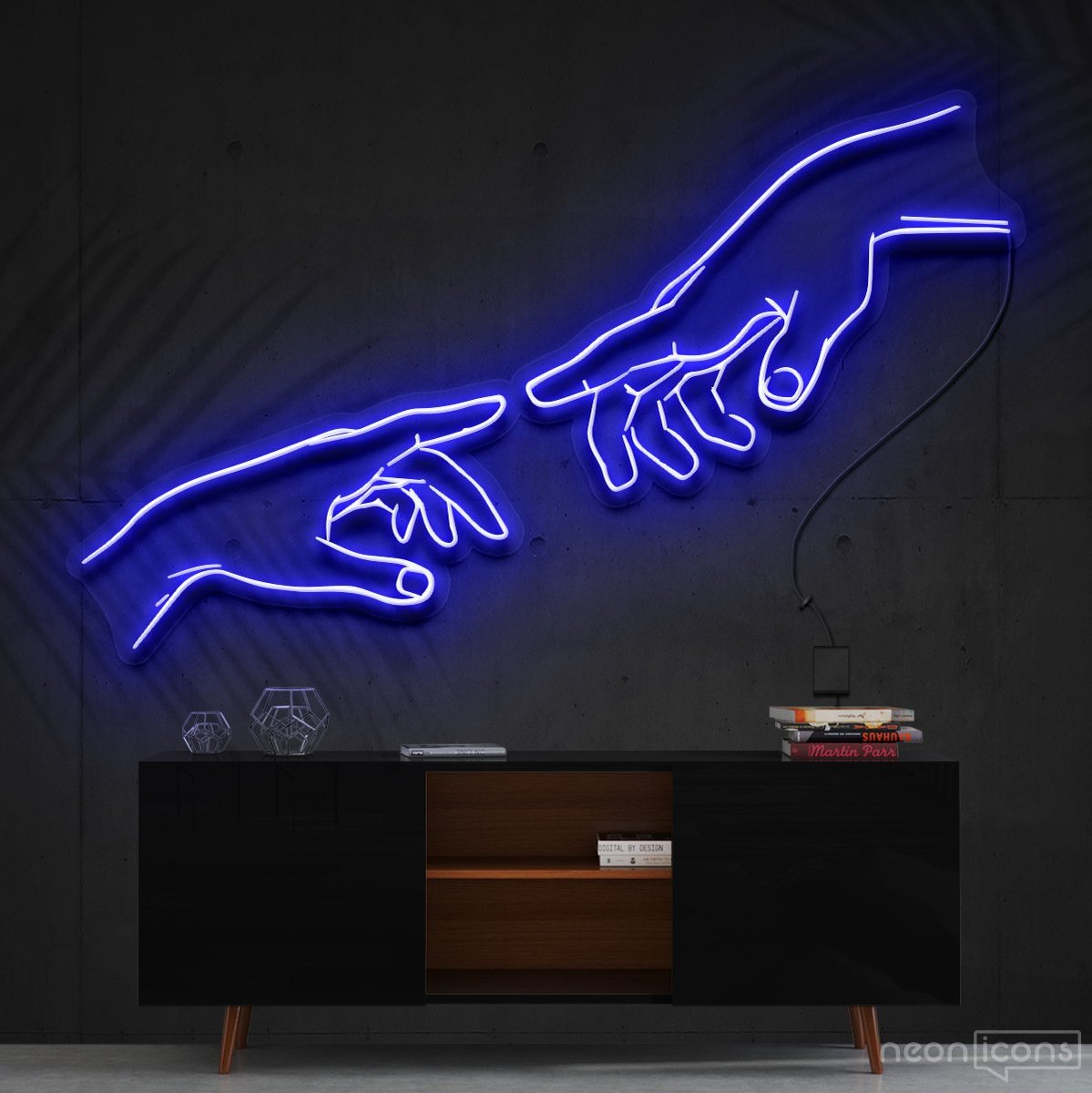 "The Creation of Adam" Neon Sign 90cm (3ft) / Blue / Cut to Shape by Neon Icons