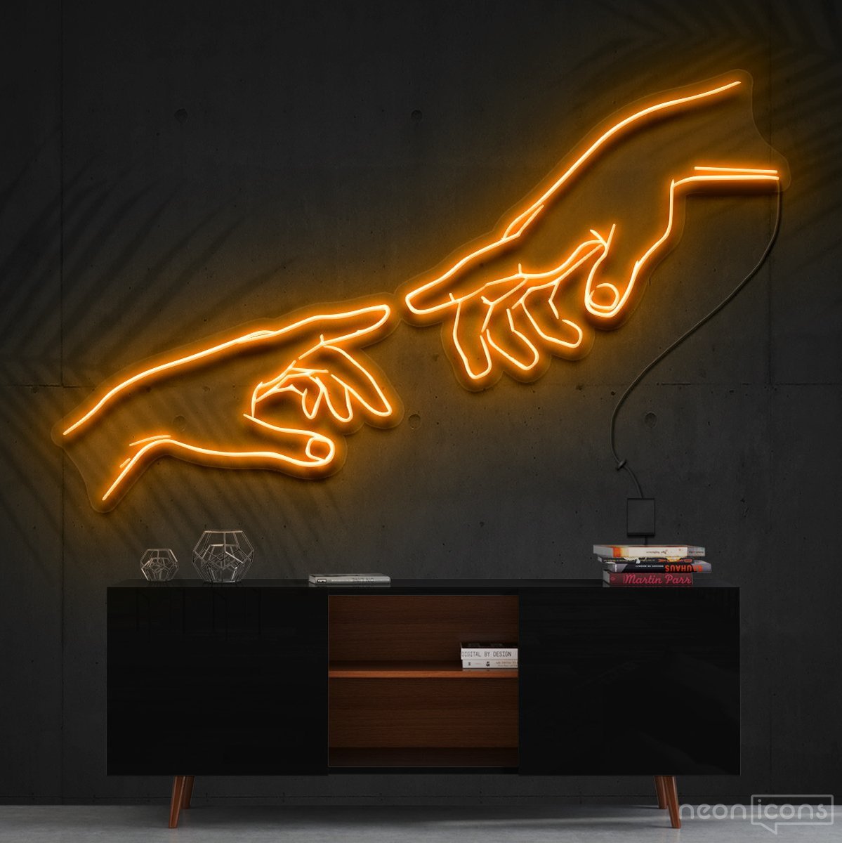 "The Creation of Adam" Neon Sign 90cm (3ft) / Orange / Cut to Shape by Neon Icons