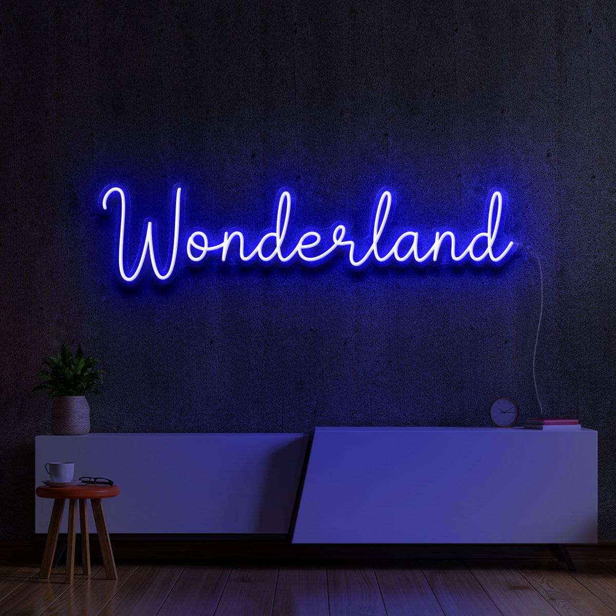 "Wonderland" Neon Sign 60cm (2ft) / Blue / LED Neon by Neon Icons